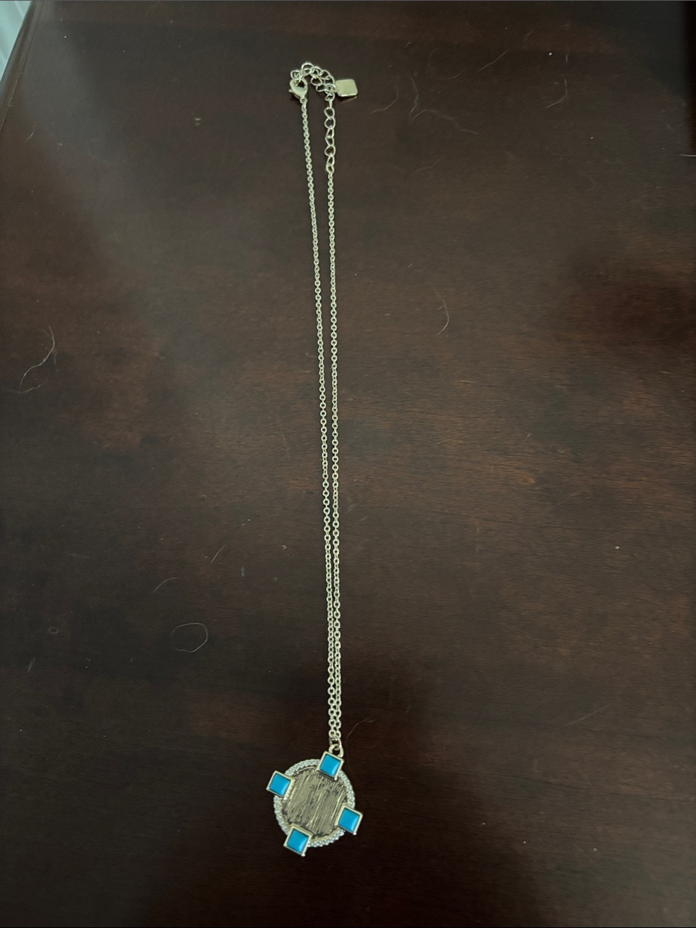 Gold Necklace with Turquoise Blue Pendant - Women Jewelry
